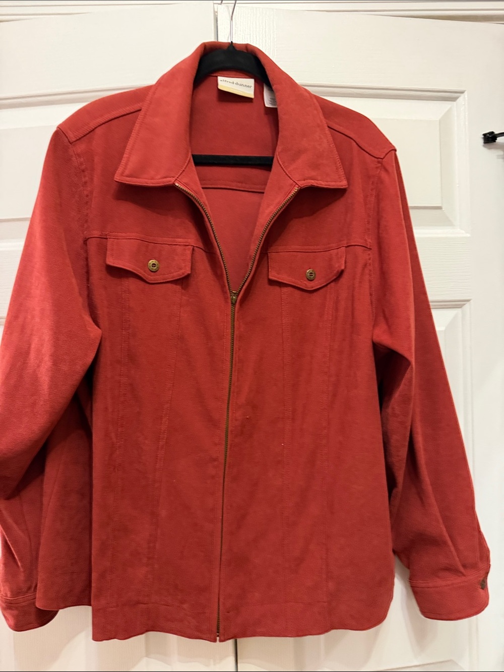 Alfred Dunner Rust-Red Zip Front Jacket